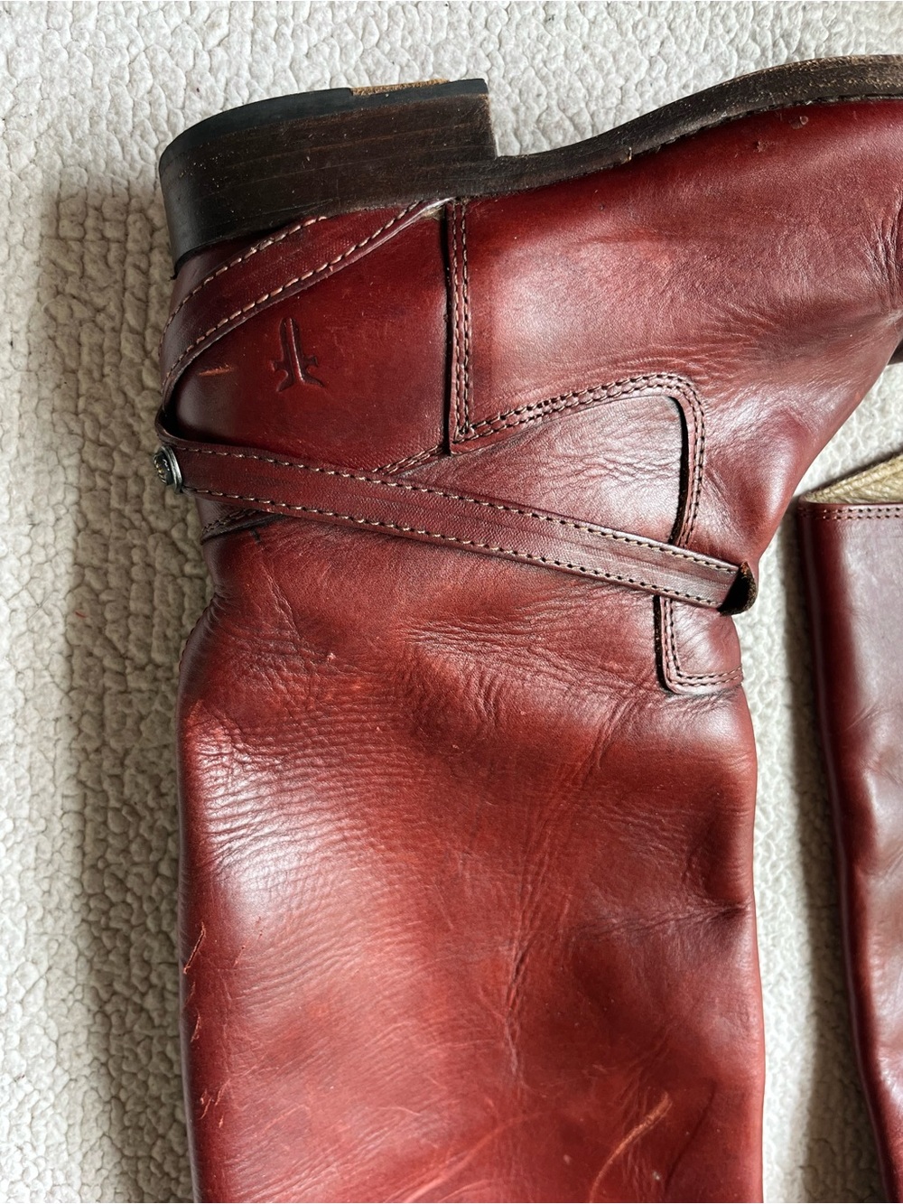 VINTAGE FRYE LINDSAY PLATE BOOTS RED WOMENS 8.5 - Picture 4 of 6